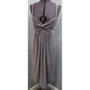 Metro 7 Sheath Dress Womans Large Gray Sweetheart‎ Neck Twist Front Ruched Back